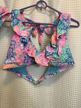 Lilly Pulitzer Ruffle Bikini Top - Pink & Aqua & Purple